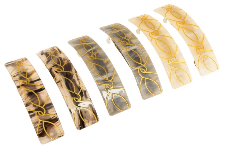 Prostokątne spinki ze złotym zdobieniem