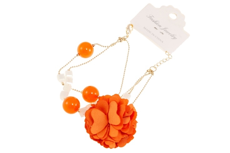Pomarańczowa bransoletka z kwiatem