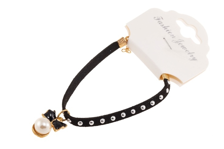 Urocza bransoletka z kokardką i perełką