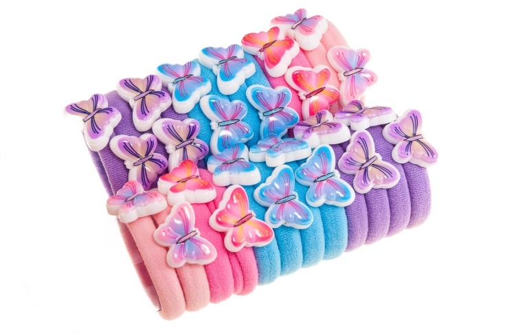 Kolorowe gumki z motylkami